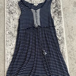 M Max Studio navy and white striped sleeveless dress